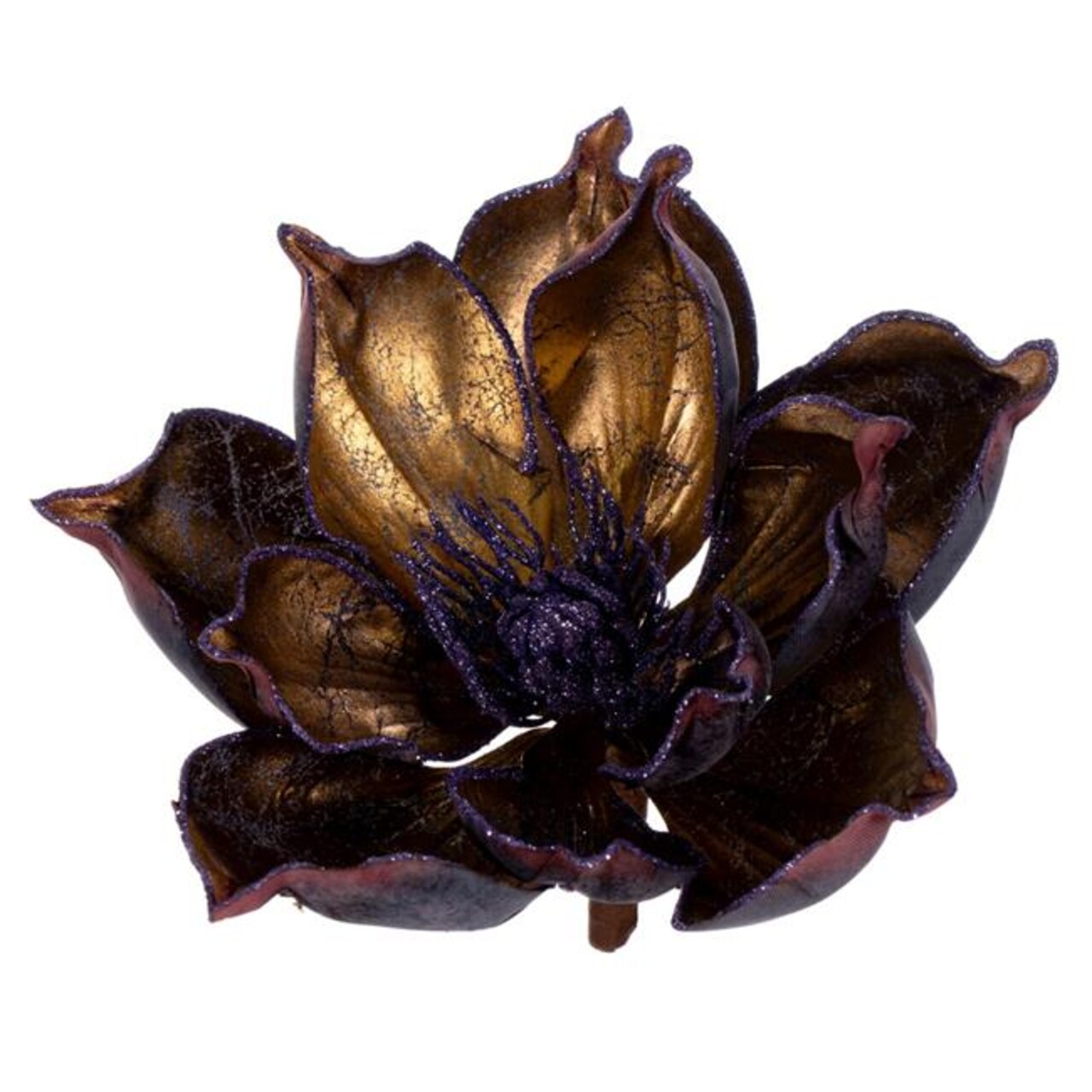 7 in. Glitter Magnolia, Purple &#x26; Gold - Pack of 2
